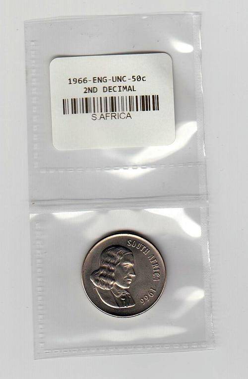 1966 UNC JAN VAN RIEBEECK 50c PIECE 2ND DECIMAL SERIES