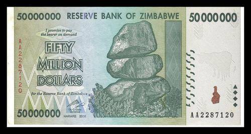 ZIMBABWE 50 MILLION DOLLARS - VF+   AA