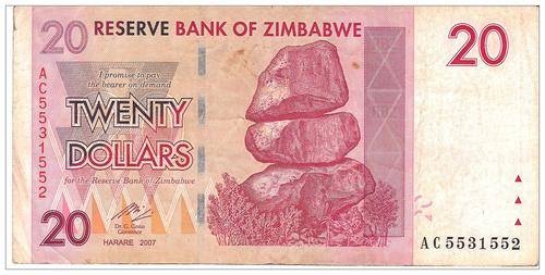 ZIMBABWE 20 DOLLARS  VF