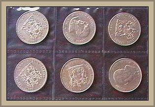 A SET OF 6 X RSA 2ND DECIMAL OLD SPRINBOK R1 COINS  VF CONDITION