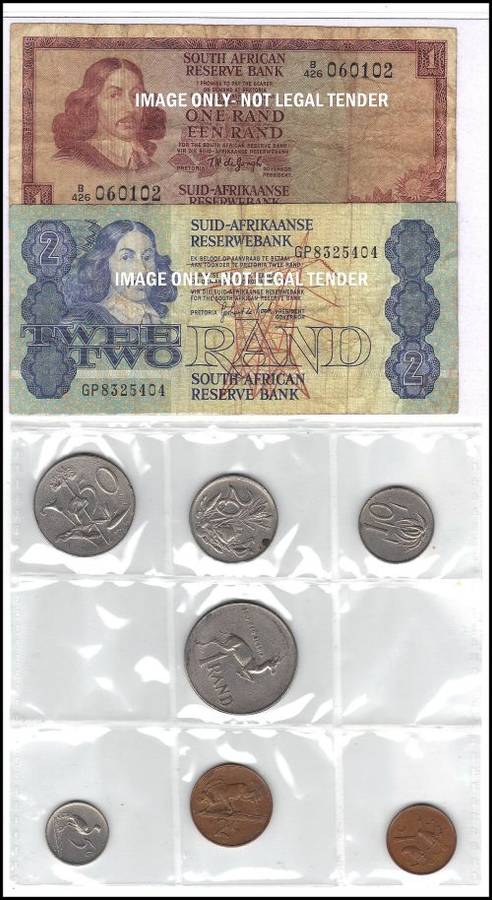 RSA SET OF 2 X BANKNOTES + 7 PIECE COIN SET   FINE CONDITION