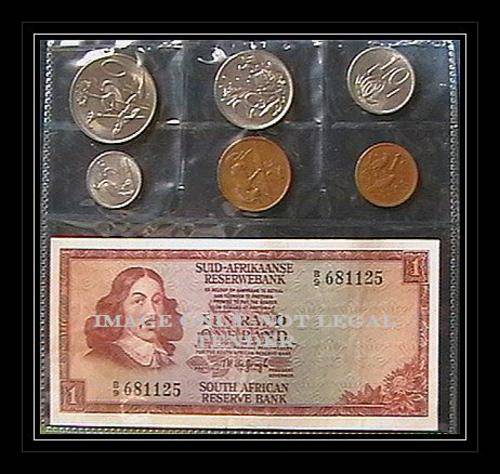 RSA COLLECTION OF 6 COINS + A BANKNOTE -VERY FINE CONDITION-SEALED