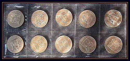 RSA 10 X OLD NICKEL 50c COINS MIX YEARS VF CONDITION-SEALED