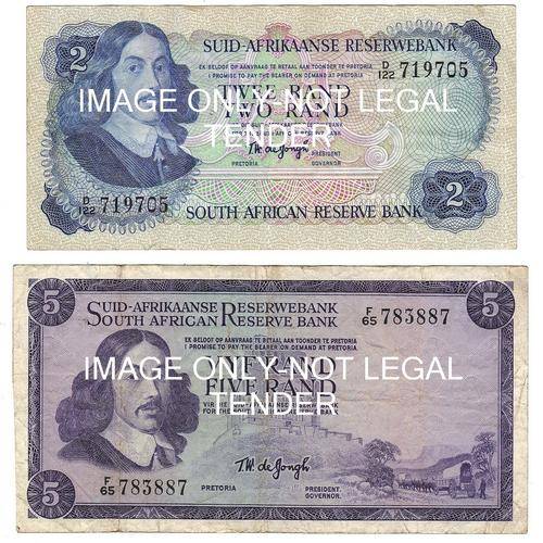 TW DE JONGH OLD R2 2ND ISSUE + OLD R5 1ST ISSUE AFR/ENG 1967/1974