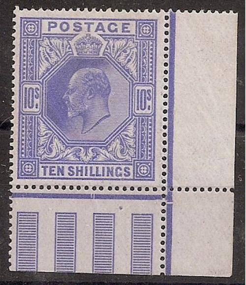 Great Britain 1902/10 KEVII 10s ultramarine, corner copy very fine mint SG 265.