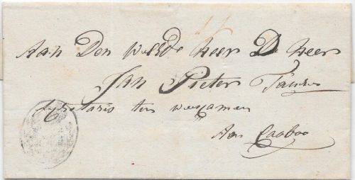 Cape of Good Hope 1831 wrapper to Stellenbosh with Crowned circle and Post Paid cancellers very fine