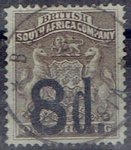 Rhodesia BSAC 1892 Surcharge 8d on 1s very fine used