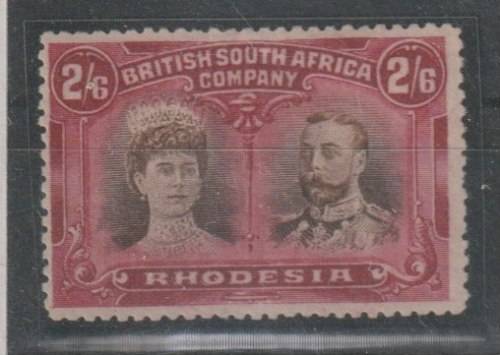 Rhodesia BSAC 1910 KGV Double Head perf 14 2s6d sepia and crimson lovely deep colours fine mint