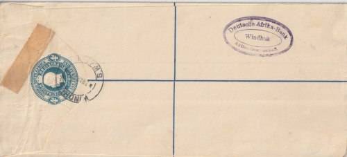 South West Africa 1920 SA KGV 2d and 3d on registered Windhuk cover to Luderitzbucht