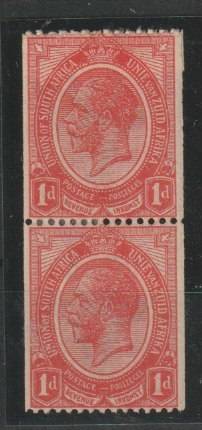 South Africa 1913 KGV coidl 1d pair with coil join very fine mint