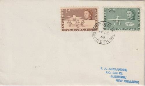 British Antarctic Territory 1964 1d & 2 1/2d on Deception Island cover to New Zealand