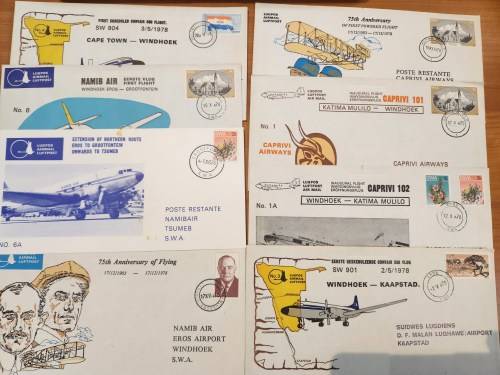 Namibia Namib/Caprivi Air lot of 13 1st Special flight cards/covers