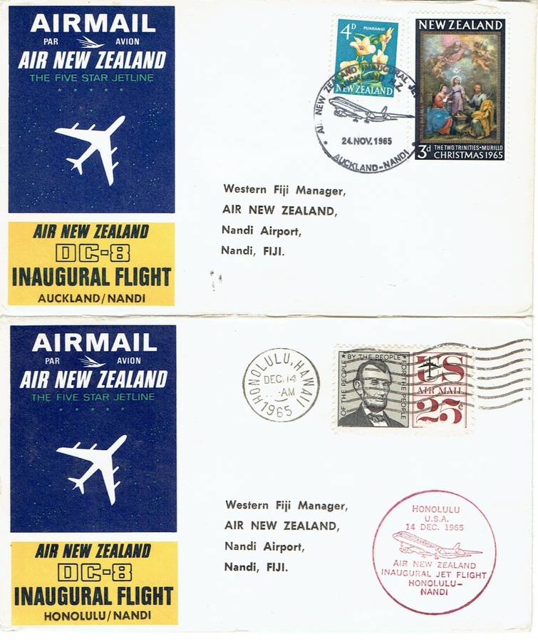 New Zealand 1965 Air New Zealand Inaugural Flight covers x7  very fine