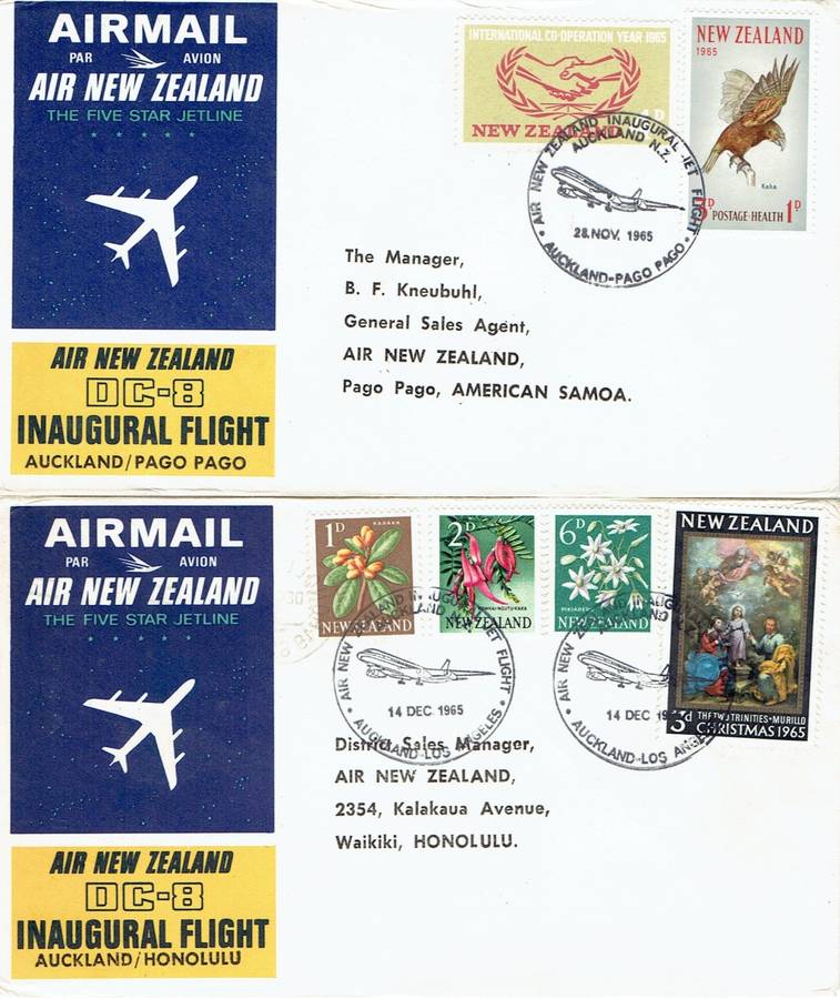 New Zealand 1965 Air New Zealand Inaugural Flight covers x7  very fine