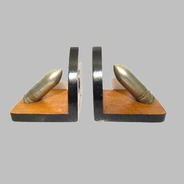 Second World War Art - Bookends made out of Second World Projectiles mounted on Wood.