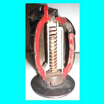 Mills M36 Hand Grenade Training Model showing cutaway view.