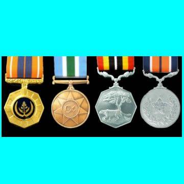 Grouping of Four Medals with Ribbons: Pro Patria, Unitas, Southern Africa and General Service.