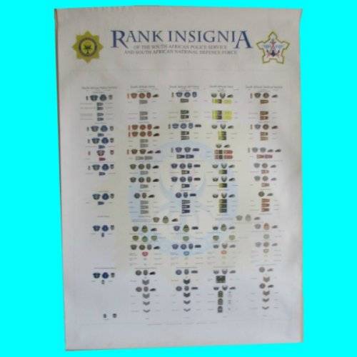 Old S>A Police And Defence Force Wall Rank Chart (Official) - Size 83cm x 59cm