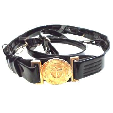 South African Navy Officers Ceremonial Sword Belt.- Shiny Black Material.