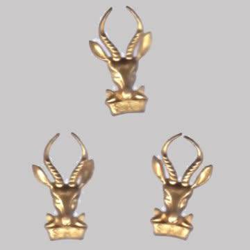3 Brass Bokkoppies -1st Type With Screw Backing - Beret And Collar Badges