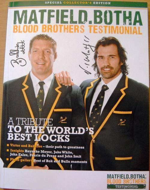 SPECIAL COLLECTOR'S EDITION MATFIELD & BOTHA BLOOD BROTHERS TESTIMONIAL ORRIGNALLY SIGNED BY BOTH