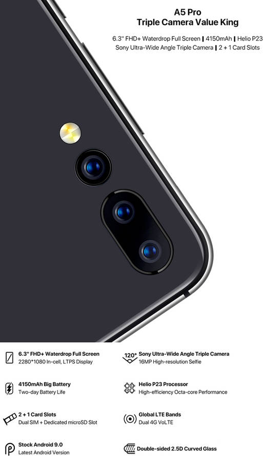 Poptel P60. Screen protected with Corning Gorilla Glass 3