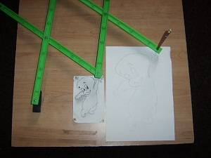 Picture being copied and magnified at the same time with Wonder Art & Magnifier product