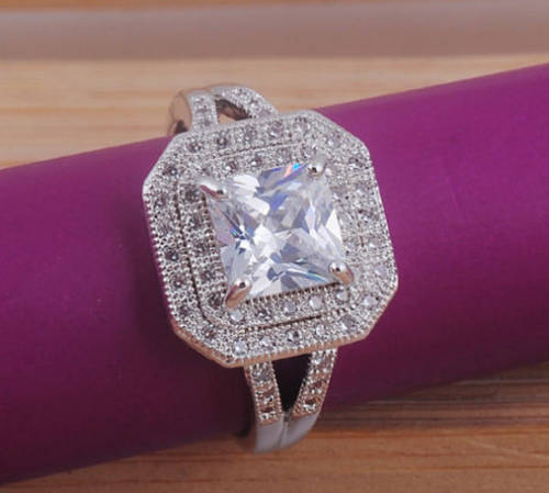 Gorgeous  Simulated Diamond  Ring in 925 Sterling Silver  (Size  8)