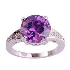 Princess Cut Cr. Purple Amethyst & Diamond Engagement Imported (Size 8 or 9)
