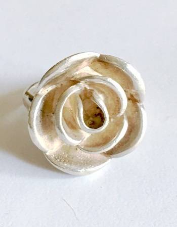 Heavy Genuine Solid 925 Sterling Silver Rose Ring (Size 8)