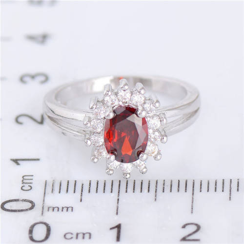 Engagement Romantic Wine Red Gemstone in  925 Sterling Silver Ring (Size 8)Filled Jewelry