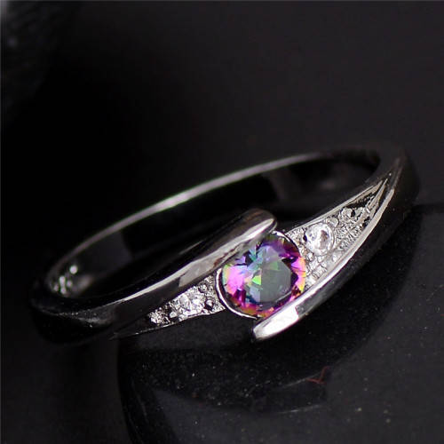 Sim Rainbow Topaz Set in Genuine Imported 925 Sterling Silver Filled Ring (Size 7/8/9)