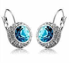 ** Fashion Design ** Lady's Wedding Purple 18ct Platinum Gold Filled Austrian Crystal Earrings