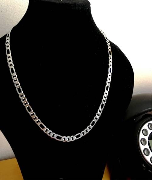 7mm 925 Sterling Silver Unisex Figaro Neck Chain Imported Filled Jewelry