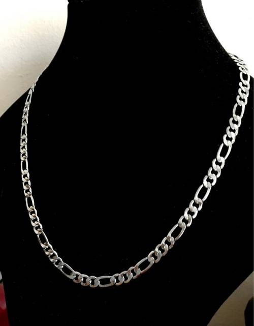 7mm 925 Sterling Silver Unisex Figaro Neck Chain Imported Filled Jewelry