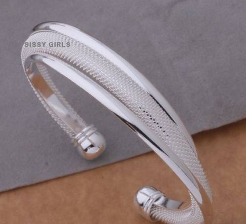 Charming 925 Sterling Silver Cuff Bangle/Bracelet Imported Filled Jewelry