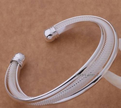 Charming 925 Sterling Silver Cuff Bangle/Bracelet Imported Filled Jewelry