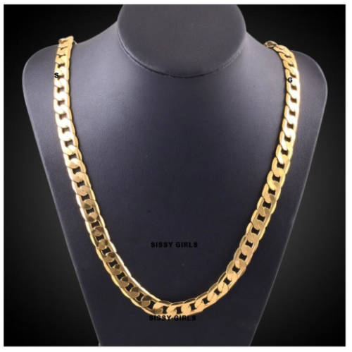 SUPER-B 8mm 18CT  Yellow  Gold  Unisex  Imported  Filled  Neckless / Chain