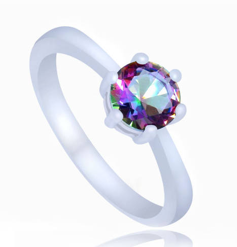 Exquisite  Cr. Rainbow Topaz Ring Imported Ring with 925 Marking