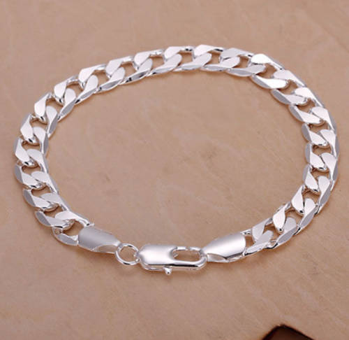 Super-B 10mm 925 Sterling Silver Unisex Bracelet Imported Filled Jewelry