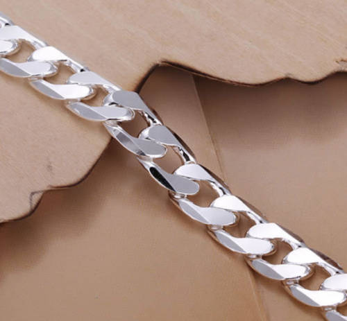 Super-B 10mm 925 Sterling Silver Unisex Bracelet Imported Filled Jewelry