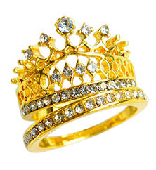 18ct Yellow Gold Filled CZ Rhinestone Crown Rings