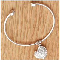 Dazzling Sim Diamonds Set in 925 Sterling Silver Bangle Imported Filled Jewelry