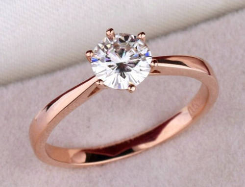 Pretty Sexy and Petite Diamante Set in 18ct Rose Gold Engagement Ring Imported Filled Jewelry