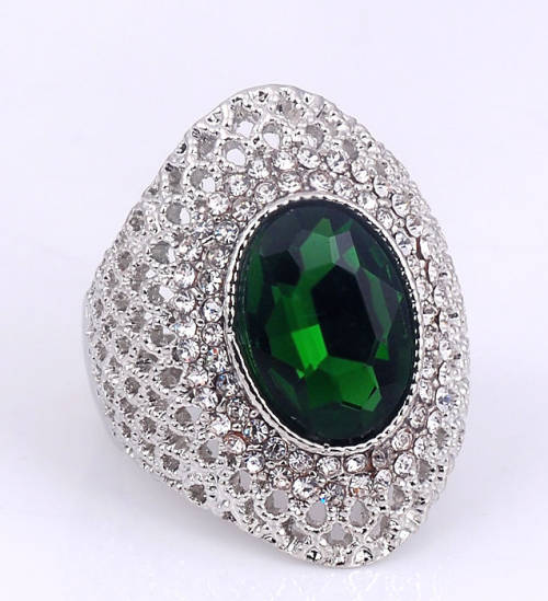 Shimmering Cr Green Emerald in 925 Sterling Silver Filled Imported Ring