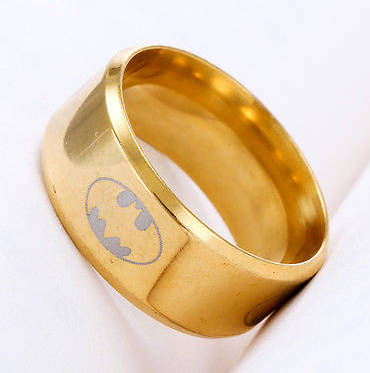 **Wow** Imported 8mm Band Bat Man Ring Unisex Gold Titanium Stainless Steel Ring