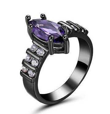 Posh Sim Purple Amethyst Set in 14ct Black Gold Filled Imported Ring