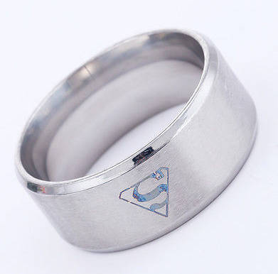 8mm Super Man Unisex Ring Stainless Steel Titanium Ring