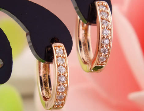 Trendy Yet Sexy Diamante Set in Rose Gold Imported Filled Earrings