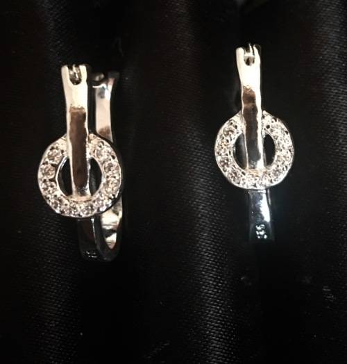 Attractive Diamante Set in 925 Sterling Silver Imported Filled Earrings with 925 Marking